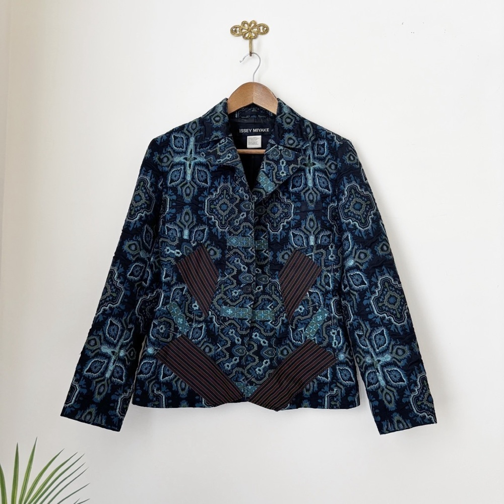 Issey Miyake Vintage Y2K Art To Wear Brocade Metallic Blazer Jacket Sz 2